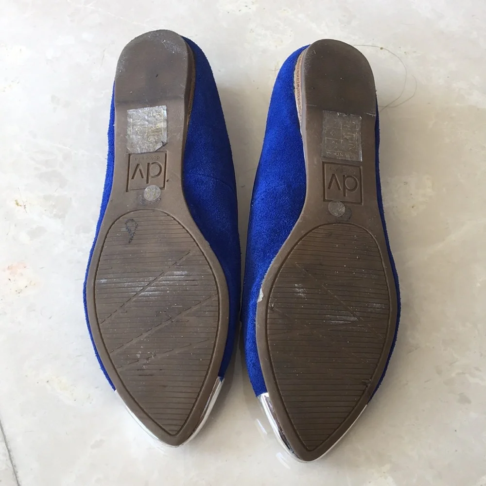 Dolce Vita Royal Blue Suede Flats with Silver Metallic Cap Toe